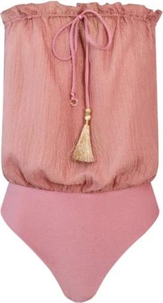Hanne Bloch Badmode, Dames, Roze, S, Zijden Square Bandeau Badpak Blush