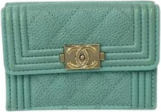 Chanel Pre-owned Tri-fold Portemonnee (Vintage) - Dames - Vintage Accessoires - Blauw - ONE Size - Leer - Vintage