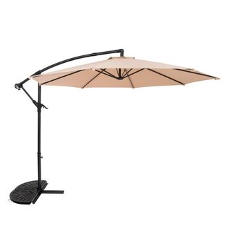 MonsterShop Cantilever Parasol 3m With Half Fan Base - Beige