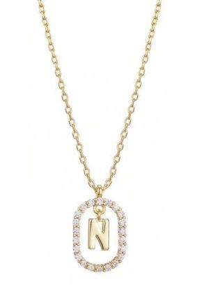 Adornia Floating Letter Initial Cubic Zirconia Pendant Necklace in Gold-N at Nordstrom Rack