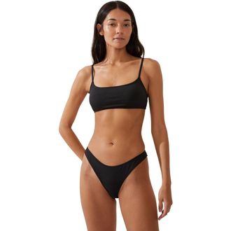 Cotton On Womens Straight Neck Crop Bikini Top in Black at Nordstrom, Size X-Large