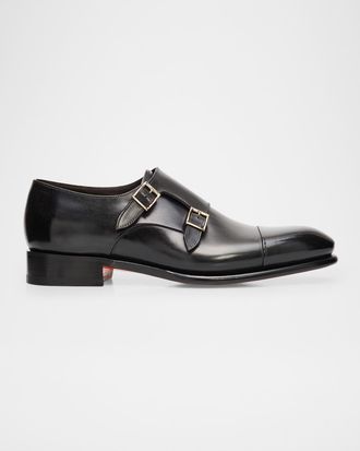 Santoni Men & apos;s Leather Double-Monk Strap Loafers
