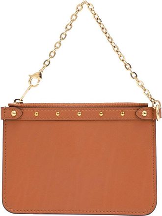 Louis Vuitton Ochre Leather Mini Zipped Chain Pouch Bag (Authentic Pre-Loved)