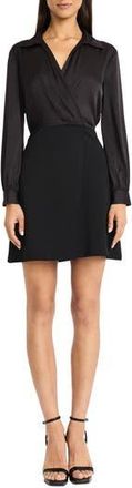 Donna Morgan Long Sleeve Faux Wrap Minidress in Black at Nordstrom Rack, Size 18