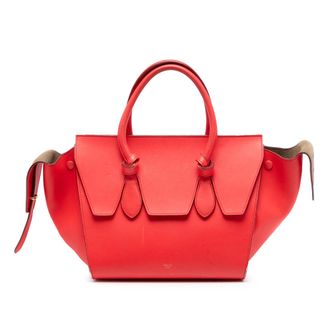 Celine Pre-owned Womens Small Grained Calfskin Tie Knot Handbag - Red Leather - One Size