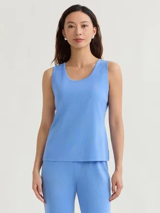 Misook Double Scoop Neck Mylana Knit Tank in Tranquil Blue at Nordstrom, Size Xx-Large