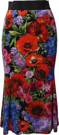 Dolce & Gabbana Dolce & Gabbana Midi Rok in Bloemenprint Zijde