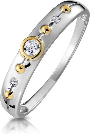 The Diamond Store Three Stone Rubover Diamond Set Band in 9K White Gold - SIZE V