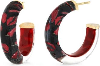 Gold & Honey Womens Feeling Spicy Illusion Hoop Earrings In Red