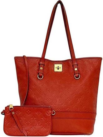 Louis Vuitton Monogram Empreinte Auriane Red Color Leather Tote Bag (Pre-Owned)