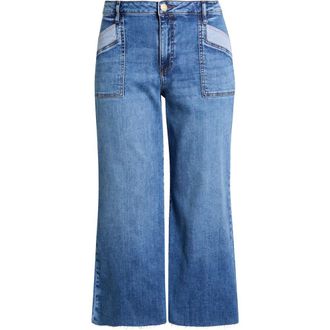 Kut from the Kloth Meg High Waist Raw Hem Wide Leg Jeans in Success at Nordstrom, Size 10P