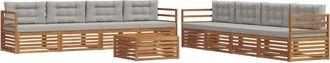 vidaXL Conjunto De Sof&aacute;s De Exterior 9 Uds. Natural Y Gris Claro Vidaxl