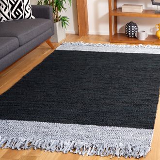Safavieh Vintage Leather Hand Made Area Rug, Light Grey / Black Bohemian Style