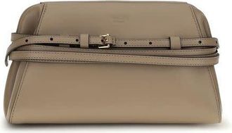 Moschino Belt-Detail Goatskin Clutch Beige