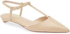 Vince Camuto Varena Ankle Strap Pointed Toe Flat in Summer Beige Deluxe Nappa Le at Nordstrom Rack, Size 9.5