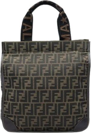 Fendi Pre-owned Canvas Tote Bag - Dames - Vintage Shopper - Bruin - ONE Size - Leer - Vintage