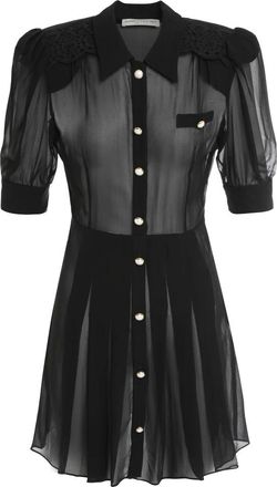 Alessandra Rich Mini Chemise Jurk - Dames - Shirt Kleedjes - Zwart - S - Katoen - Kleedjes