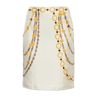 Versace Midi Skirts, female, Beige, Size: 2XS The Lover Silk Skirt