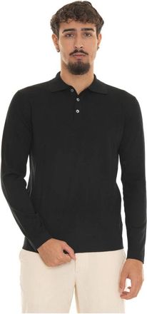 Hindustrie Merino wol lange mouw poloshirt - Heren - Polos - Zwart - M - Wol - Tops