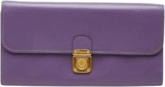 Ferragamo Pre-owned Portemonnee - Dames - Vintage Accessoires - Paars - ONE Size - Leer - Vintage