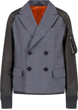 sacai Blazer Doppiopetto In Twill