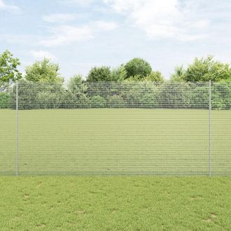 Berkfield Home Welded Wire Fence with 22 U Posts Silver 1.6x25 m Steel in Grey
