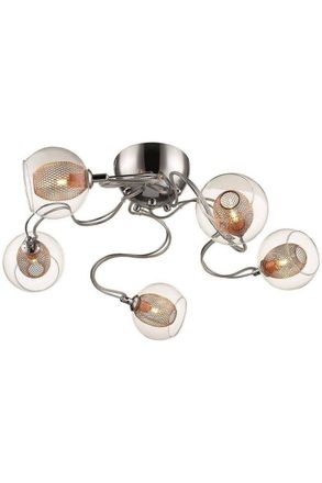 Netlighting Spring 5 Light Flush Multi Arm Mesh Ceiling Light Chrome Copper G9