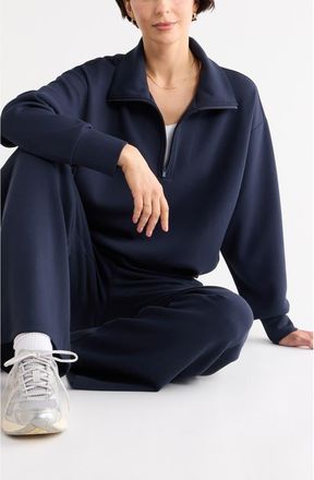Zella Whisper Knit Half Zip Sweatshirt in Navy Sapphire at Nordstrom Rack, Size X-Large