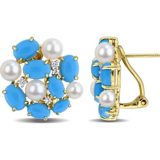 Delmar Cultured Freshwater Pearl & Created Turquoise Cluster Earrings at Nordstrom Rack