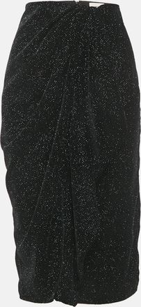 Isabel Marant Etoile Black Glittered Velvet Alyssa Midi Skirt