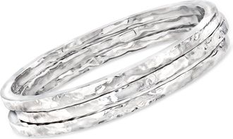 Ross-Simons Italian Sterling Silver Jewelry Set: 3 Hammered Bangle Bracelets