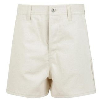 Jil Sander Denim Shorts met leren logo applicatie - Dames - Denim shorts - Beige - W28 - Denim - Korte Broeken