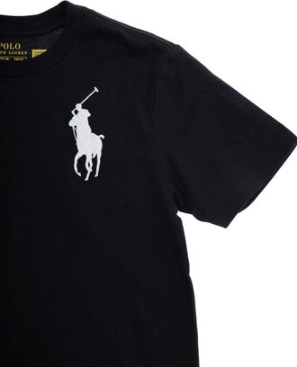 Polo Ralph Lauren Boys T-Shirt Crew Neck Black Cotton T-Shirts And Polos