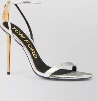 Tom Ford leather metallic padlock heel sandals