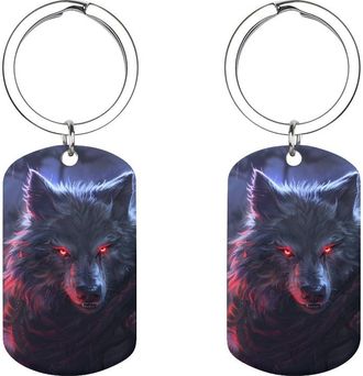 Generic Werewolf with Red Eyes Custom Keychains for Men Women Funny Key Chain Accessory Backpack Purse Bag Charms Gifts