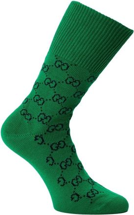 Gucci Monogram Logo Sokken - Dames - Sokken - Groen - S - Katoen - Ondergoed