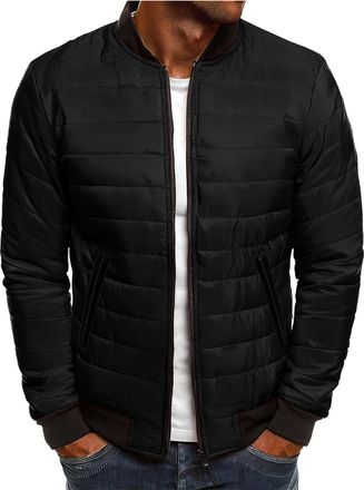 Generic Winter Puffer Jackets for Men Full Zip Overcoats Fashion Stand Up Collar Long Sleeve Coats Comfortable Warm Down Puffer Jackets Outdoor Windbreaker Ac