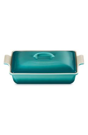 LE CREUSET 4-Quart Rectangular Stoneware Casserole with Lid in Riviera at Nordstrom