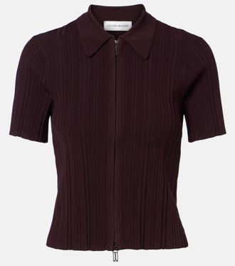 Victoria Beckham Top in maglia a coste con zip