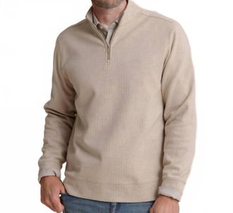 Southern Tide Adler Lane Quarter Zip Sweatshirt In Sandstone Khaki