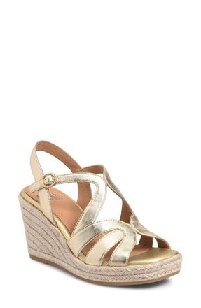 S&ouml;fft Norma Slingback Espadrille Platform Wedge Sandal in Pale Gold at Nordstrom, Size 9.5
