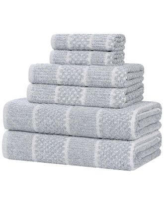 Superior Naples Medium Weight Checkered & Ribbed 6Pc Towel Set