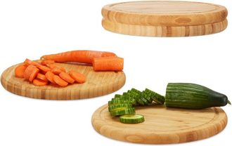 Relaxdays Relaxdays - 16x Taglieri da Cucina, Rotondi, in Bamb&ugrave; &oslash; 30 cm, Tovagliette, Vassoi Colazione in Legno, Look Naturale, Marrone Chiaro