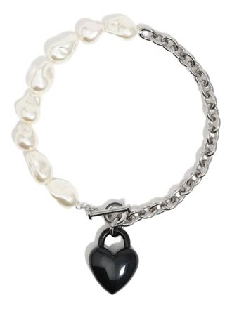 Bimba & Lola heart-padlock necklace - women - glass/Brass/Iron/Enamel - One Size - Silver