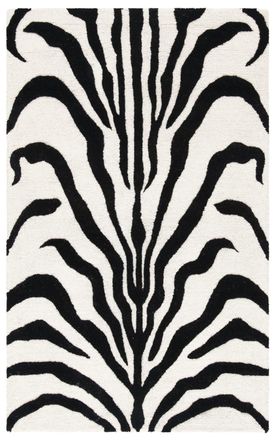 Safavieh Alfombra cebra de lana blanco/negro, 91 x 152 cm