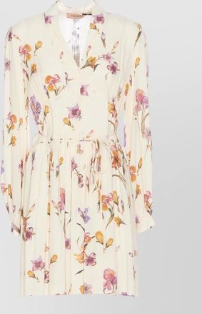 Twin-Set floral-print v-neck long-sleeve midi dress