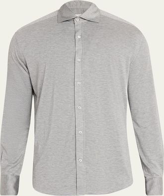 Brunello Cucinelli Mens Silk and Cotton Jersey Long-Sleeve Polo Shirt