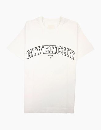 Givenchy Mens Givenchy T-shirt In Givenchy College Embroidered Jersey White - Size: 42