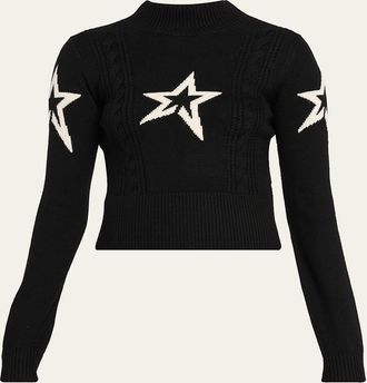 Perfect Moment Cropped Cable-Knit Star Sweater