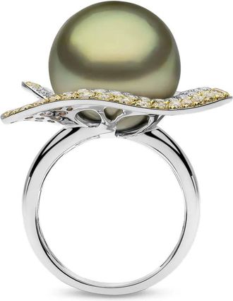 Yoko London Anello Sunrise con diamanti e perle - Argento